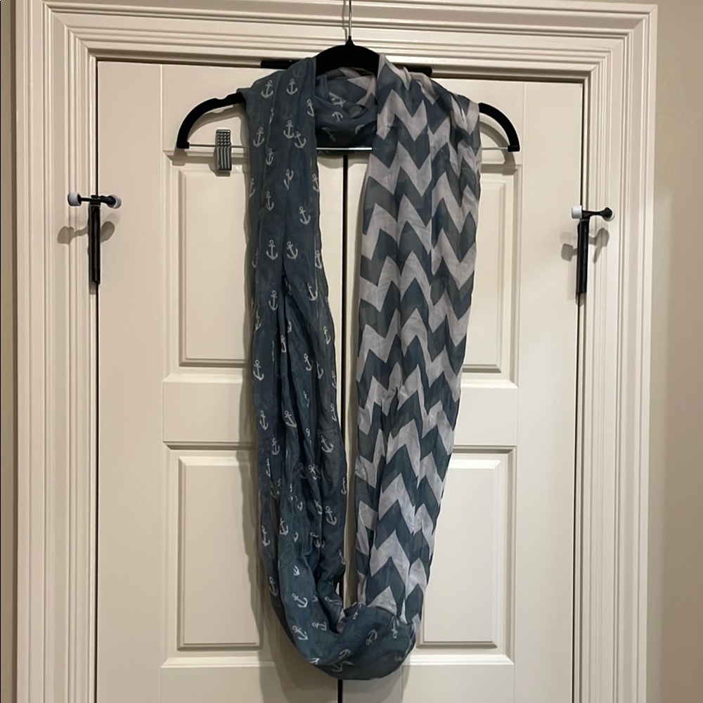 Nautical Anchor and Chevron Infinity Scarf